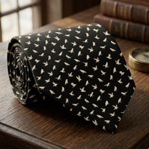 Cravate Motif d'oiseau corbeau blanc – Cadeau de marié got