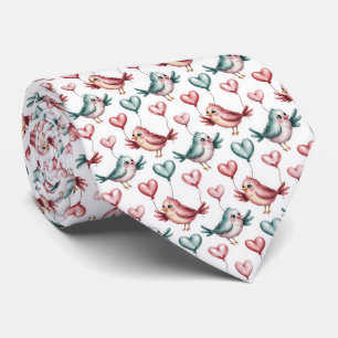 Cravate Motif d'oiseaux d'amour en carrelage mignon 