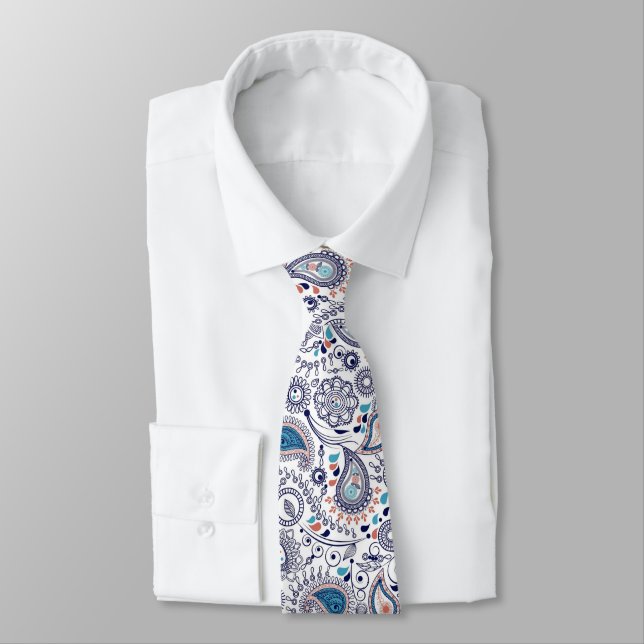 Cravate Motif Doodle Paisley (Attaché)