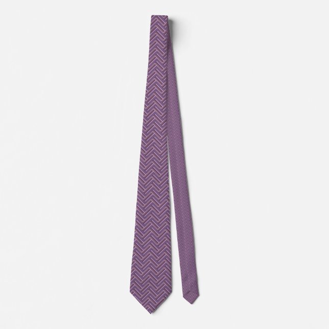 Cravate Motif double tissage Mauve stripes (Devant)