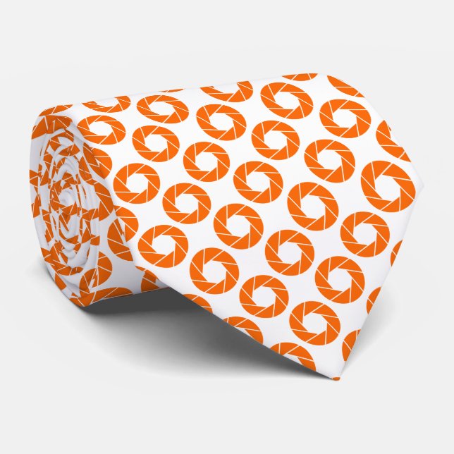 Cravate Motif d'ouverture - orange sur blanc (Roulé)