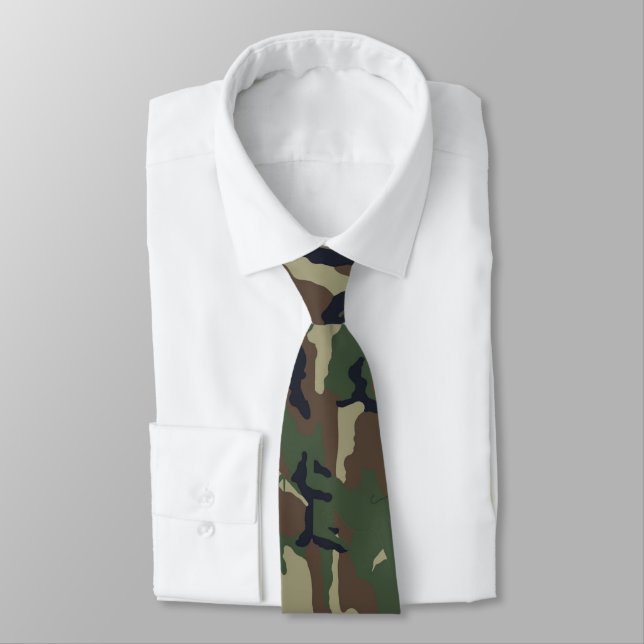 Cravate Motif du camouflage vert militaire (Attaché)