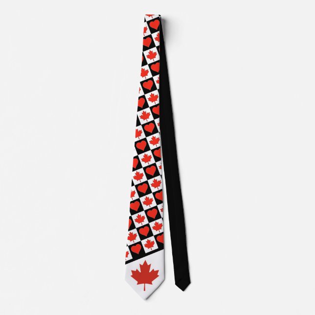 Cravate Motif du coeur du drapeau canadien Pride nationale (Devant)