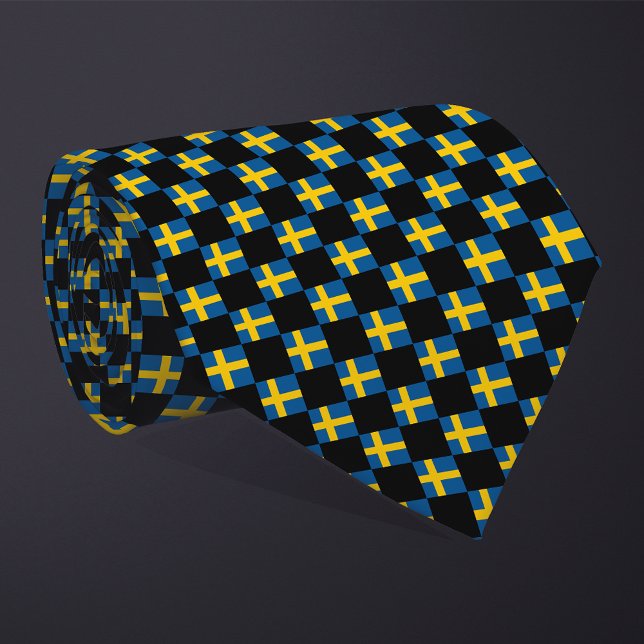 Cravate motif du drapeau À damiers Suède (Créateur téléchargé)