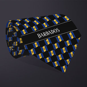 Cravate Motif du drapeau de la Barbade Wavy