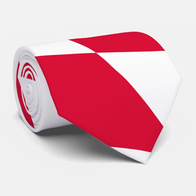 Cravate Motif du drapeau diamant de Bavière rouge et blanc (Roulé)