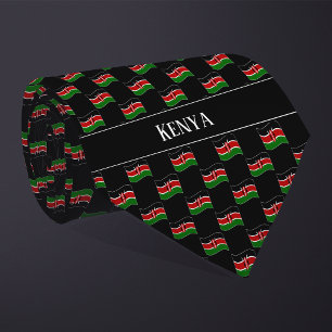 Cravate Motif du drapeau du Kenya vague