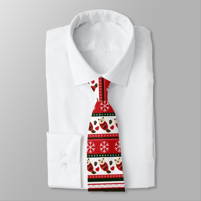 Cravate Motif du pull de Noël Otter (Attaché)