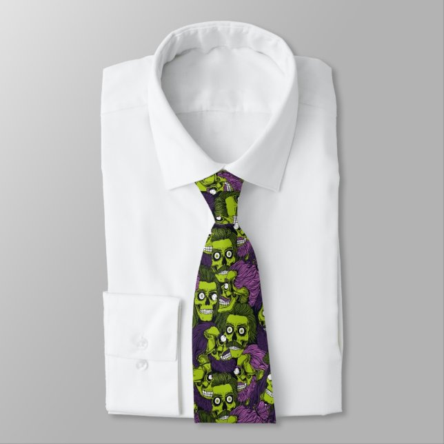 Cravate motif éffrayant de zombies Halloween (Attaché)