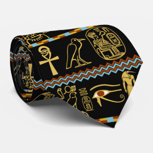 Cravate Motif égyptien Hiéroglyphes Oeil de Horus