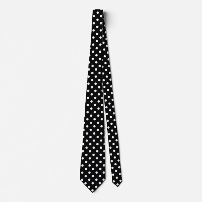Cravate motif élégant à pois noir et blanc (Devant)
