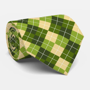Cravate Motif élégant Argyle en losange vert et jaune
