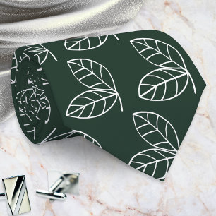 Cravate Motif élégant de feuilles vert foncé