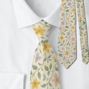 Cravate Motif élégant de fleurs en étoile pastel