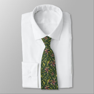 Cravate Motif élégant de fleurs roses sur fond sombre