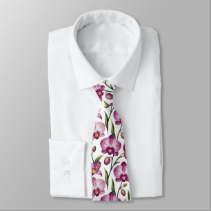 Cravate Motif élégant et sans couture d'orchidée violette