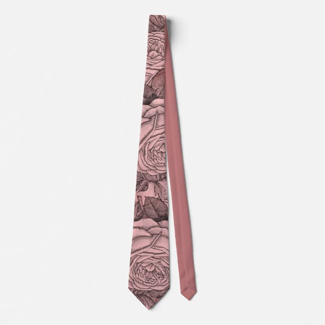 Cravate Motif élégant vintage de rose de rose (Devant)