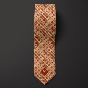 Cravate Motif en brique rouge et sable inspiré par l'Aztec