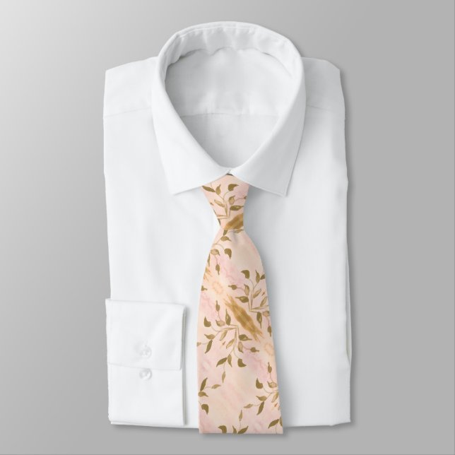Cravate Motif en feuille rose or (Attaché)