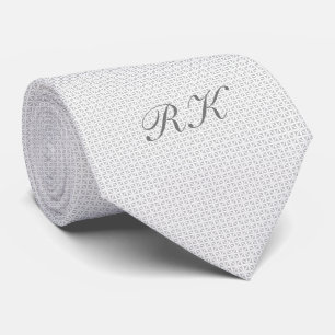 Cravate Motif en fibre grise et blanche avec Monogramme