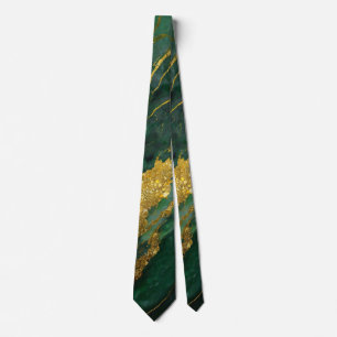 Cravate Motif en marbre vert avec or