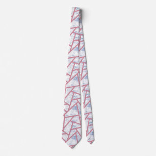 Cravate Motif en mosaïque rose et bleu