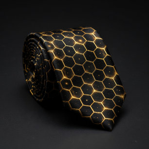 Cravate Motif en Nid d'Abeille Or Luxe