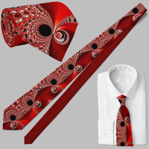 Cravate Motif en spirale fractale rouge - Mathématiques mo