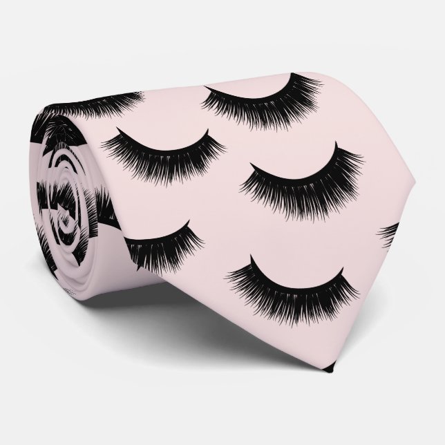 Cravate Motif Eyelash Extensions Blush Pink (Roulé)