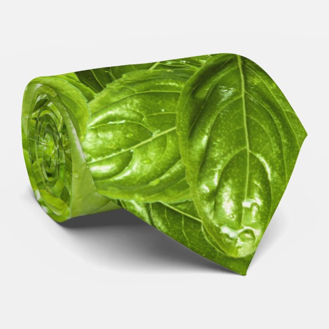 Cravate Motif Feuille Basil (Roulé)