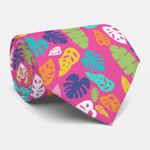 Cravate Motif Feuille d'été de couleur vive