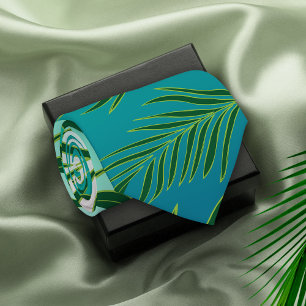 Cravate Motif Feuille Tropical Palm