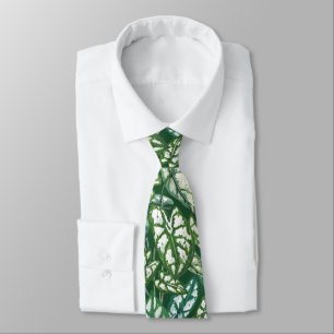 Cravate Motif Feuille vert tropical
