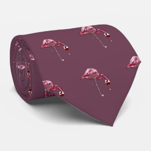 Cravate Motif Flamant Rose Amoureux du Vin Mignon