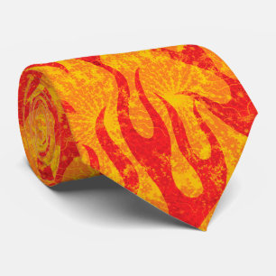 Cravate Motif Flames rouge et jaune