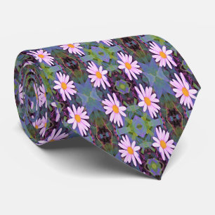 Cravate Motif Fleur de marmite rose rétro