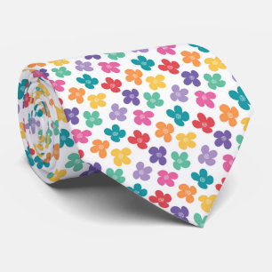 Cravate Motif Fleurs Arc-en-Ciel