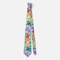 Motif Fleurs Arc-en-ciel Blanc Rétro