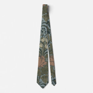 Cravate Motif floral antique victorien terre cuite sauge