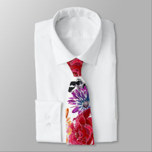 Cravate Motif floral coloré aquarelle.