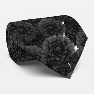 Cravate Motif floral Dahlia noir