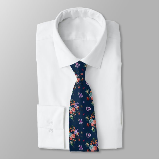 Cravate Motif floral de bouquet rose (Attaché)