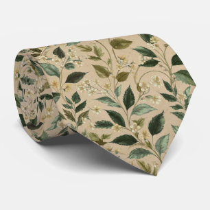 Cravate Motif floral de feuille botanique