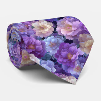 Cravate Motif floral de pivoine pourpre à l'aquarelle