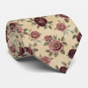 Cravate Motif floral de rose vintage