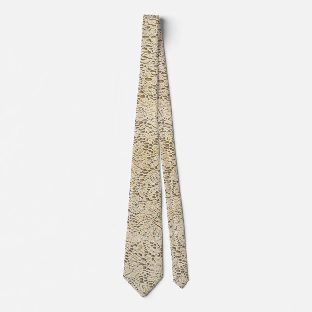 Cravate Motif floral de vieille dentelle de crochet + vos (Devant)