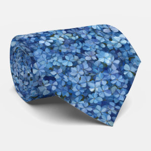 Cravate Motif floral d'hortensia bleu