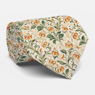 Cravate Motif floral élégant de lys orange vintage