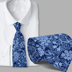 Cravate Motif floral inspiré de William Morris fleur bleue