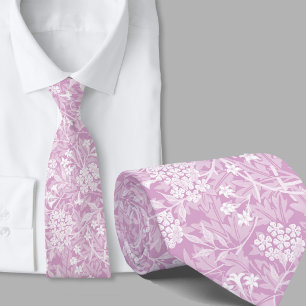 Cravate Motif floral inspiré de William Morris fleur rose